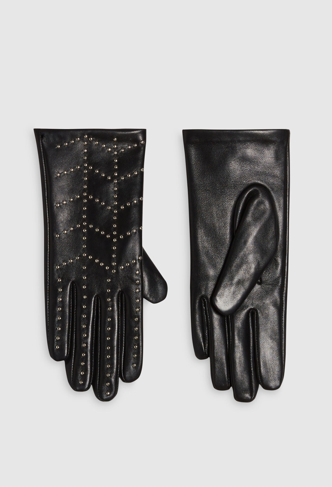 Gants noir cuir cloutes