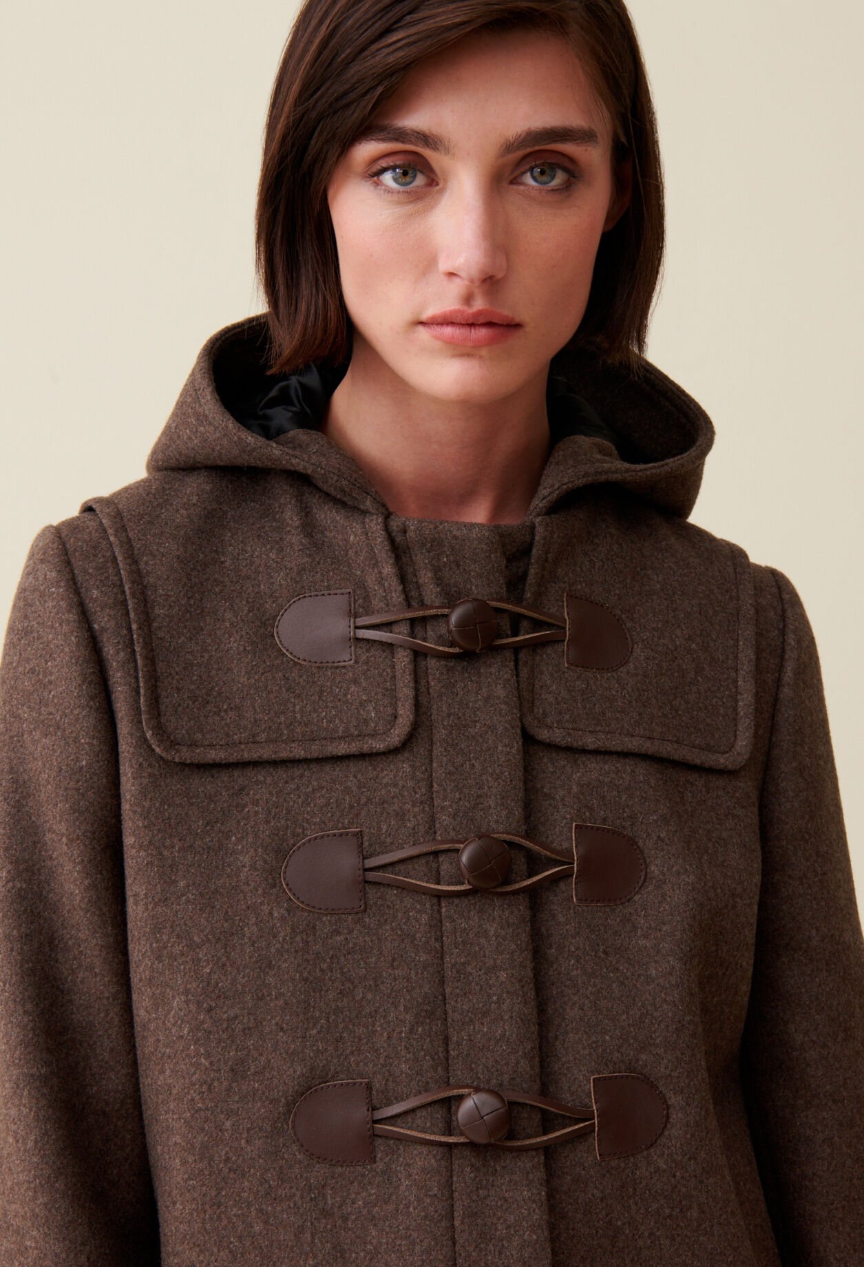 Brown long hooded coat