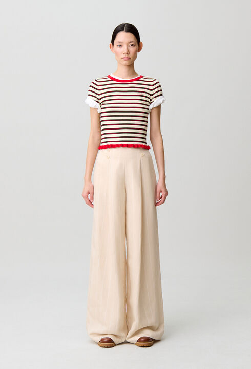 Wide tailored linen-blend trousers