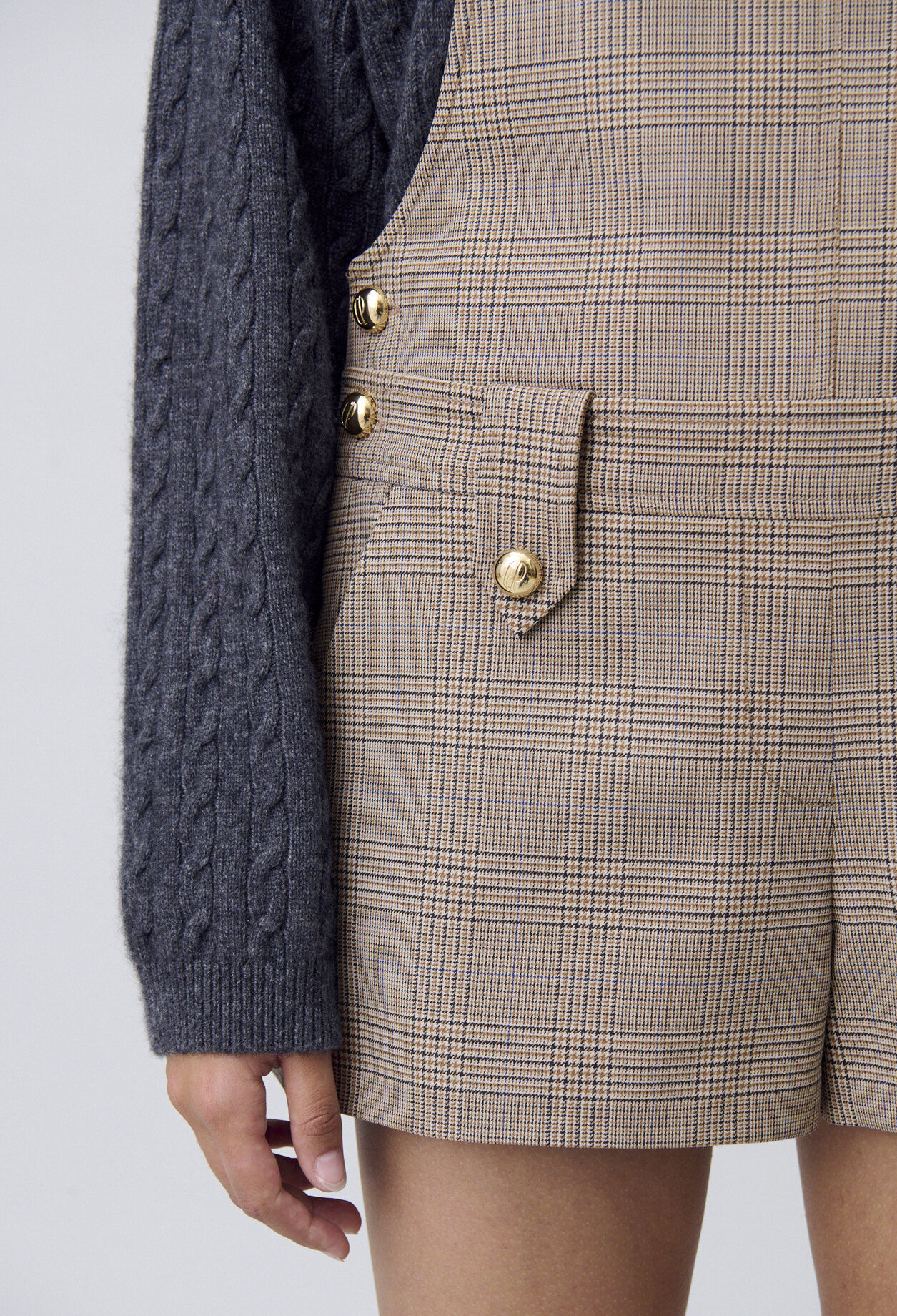 Checked dungaree playsuit