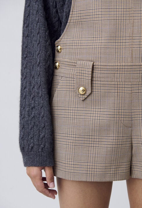 Checked dungaree playsuit