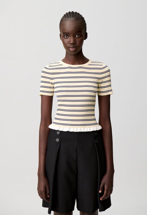 Striped ruffle top