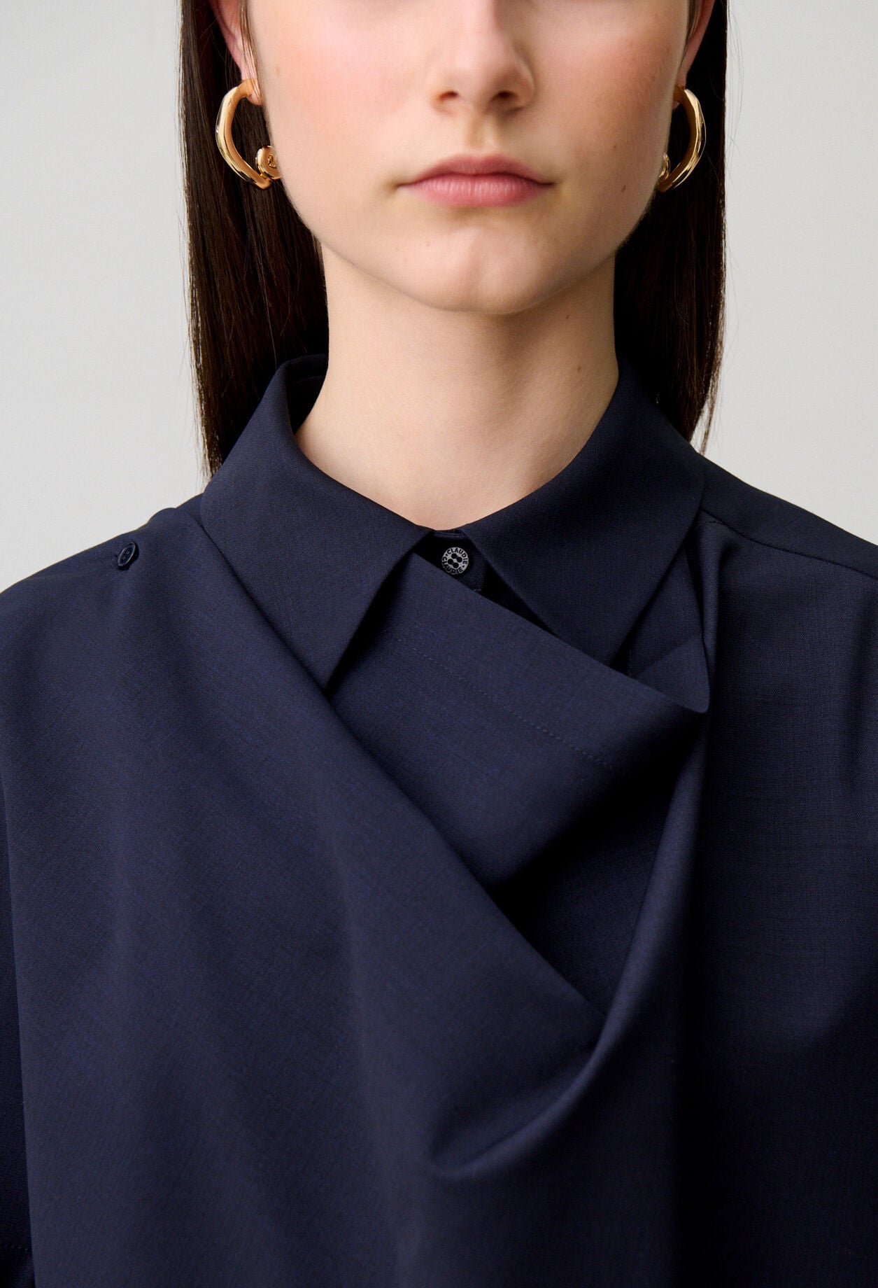 Wool blend shawl jacket