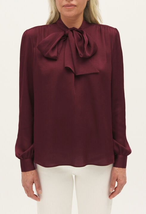 Burgundy pussy bow blouse