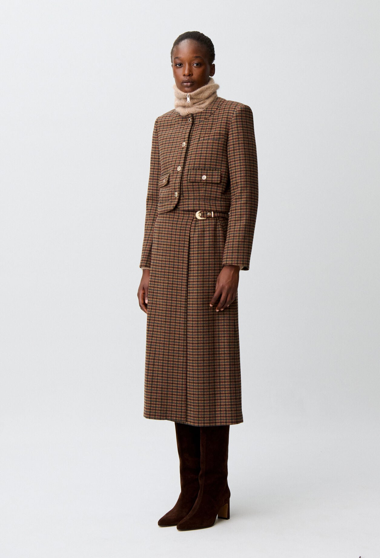 Straight checked jacket