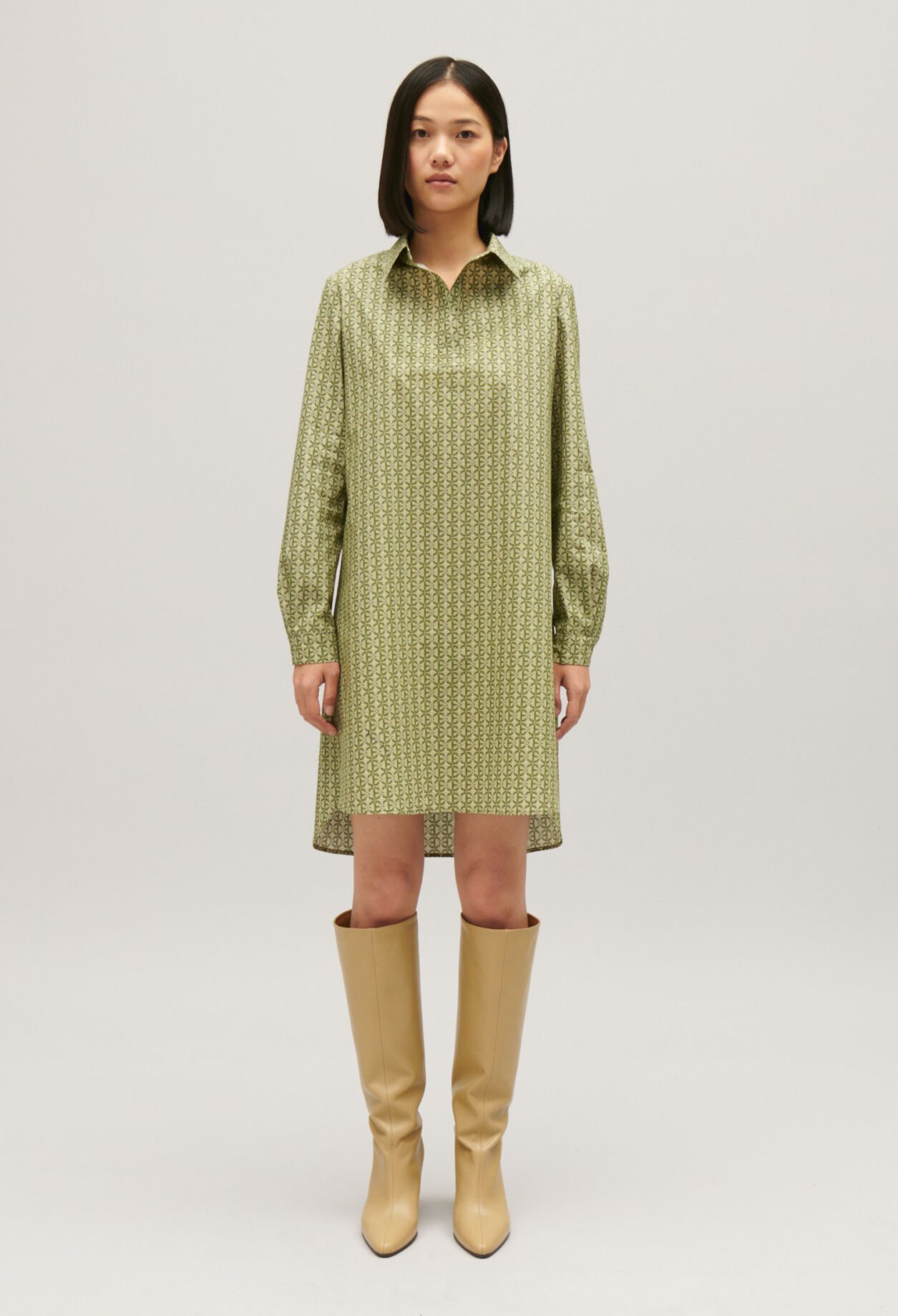 Short green monogram dress