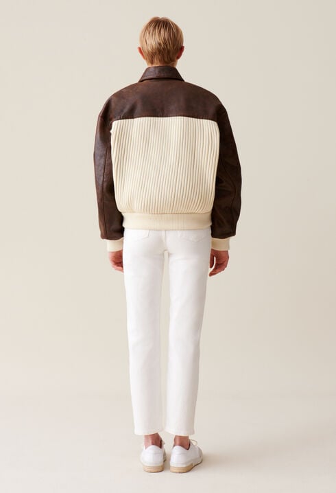 Brown two-tone bomber jacket