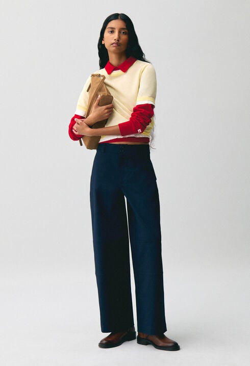 Contrast knit jumper