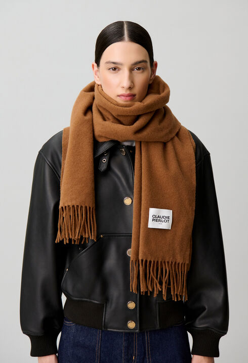 Wide fringed scarf