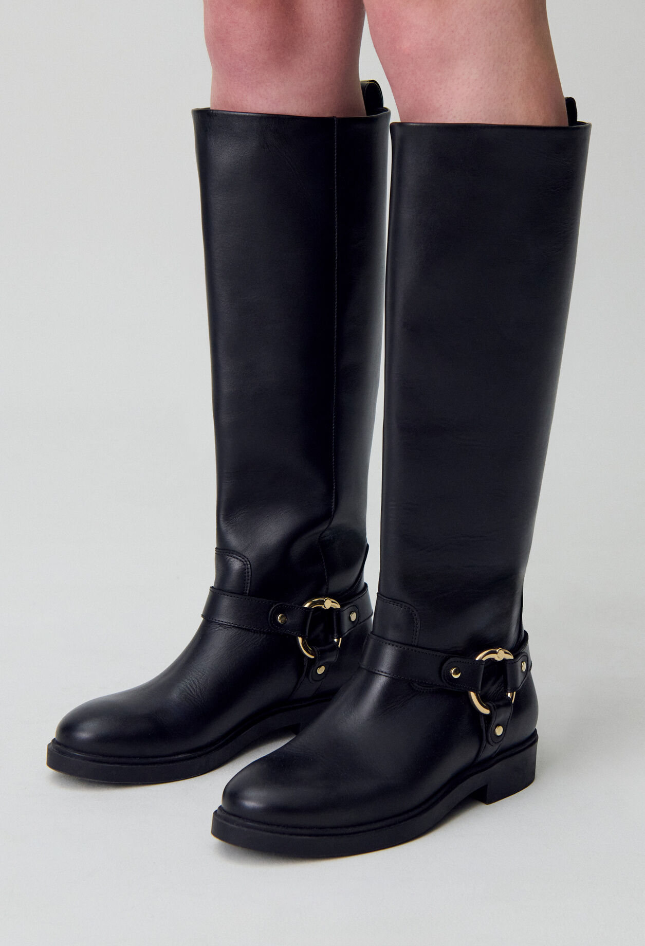High leather boots
