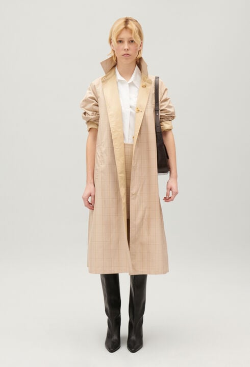 Beige reversible mid-length coat