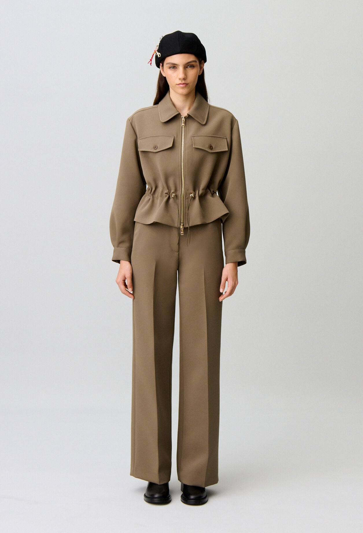 Gold flower peplum jacket