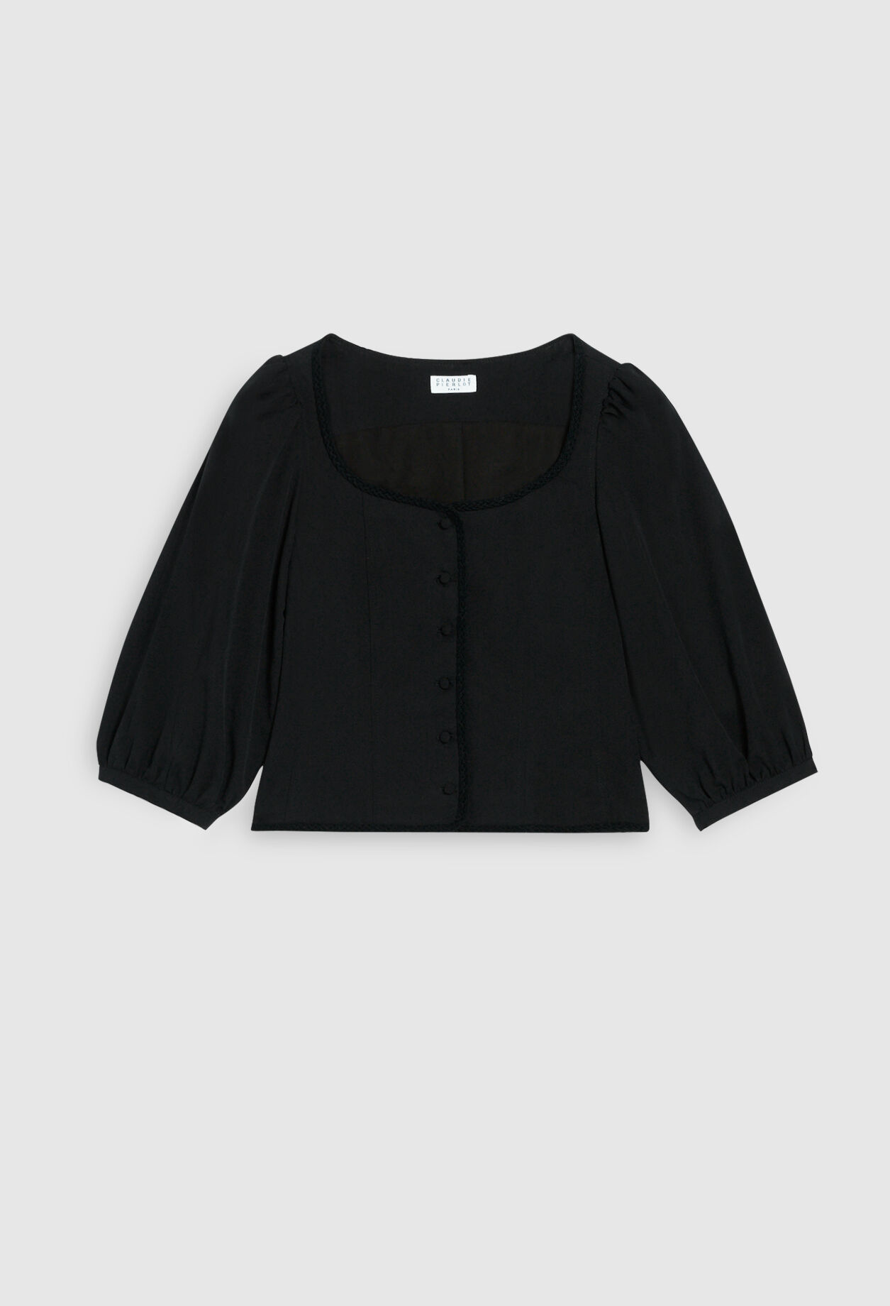 Black blouse with puff sleeves