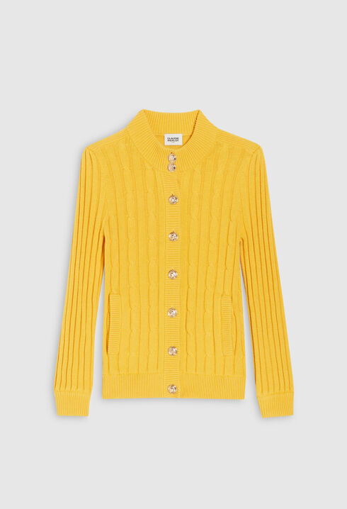 Yellow button-down knitted cardigan