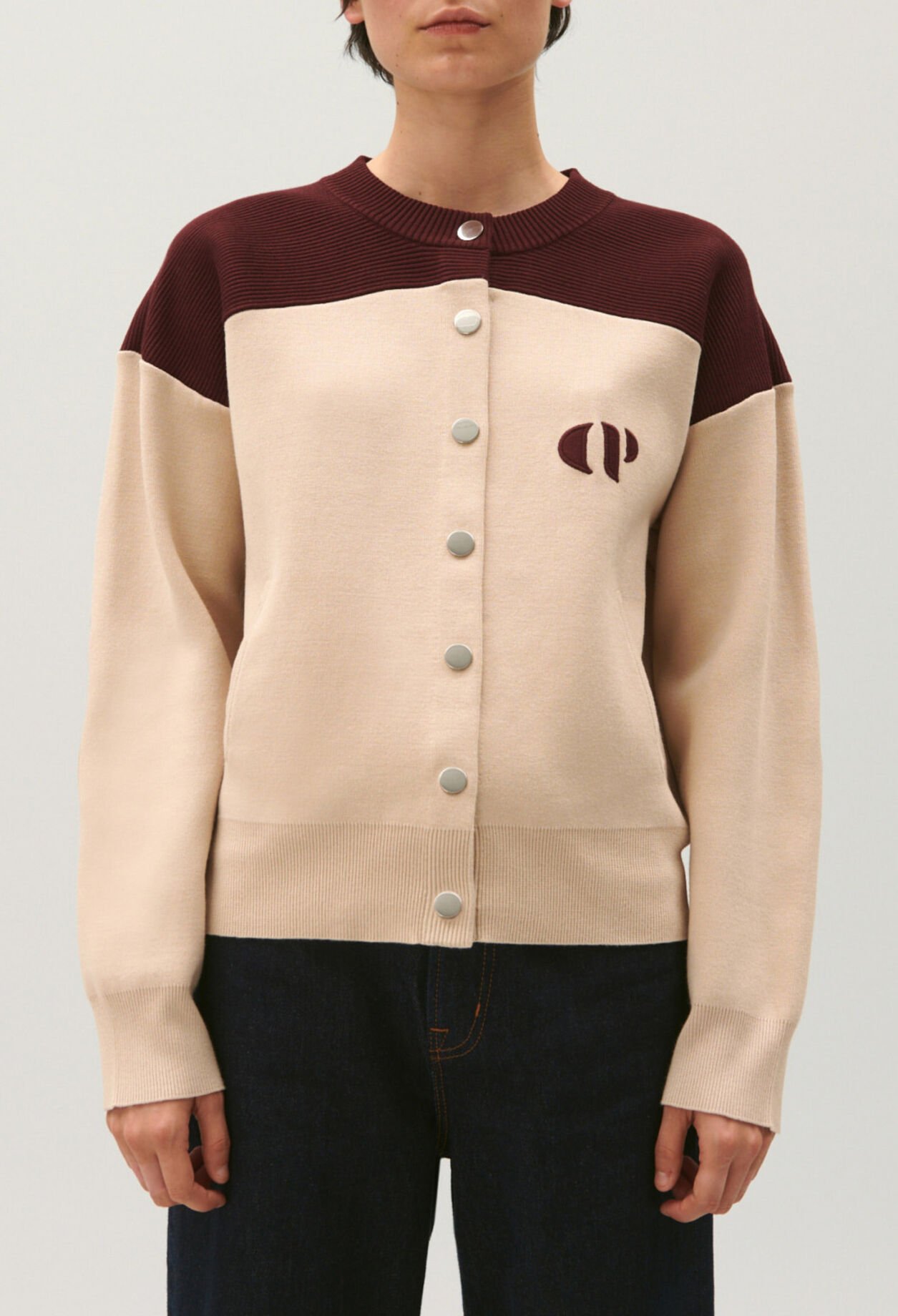Minimum two-tone knit cardigan