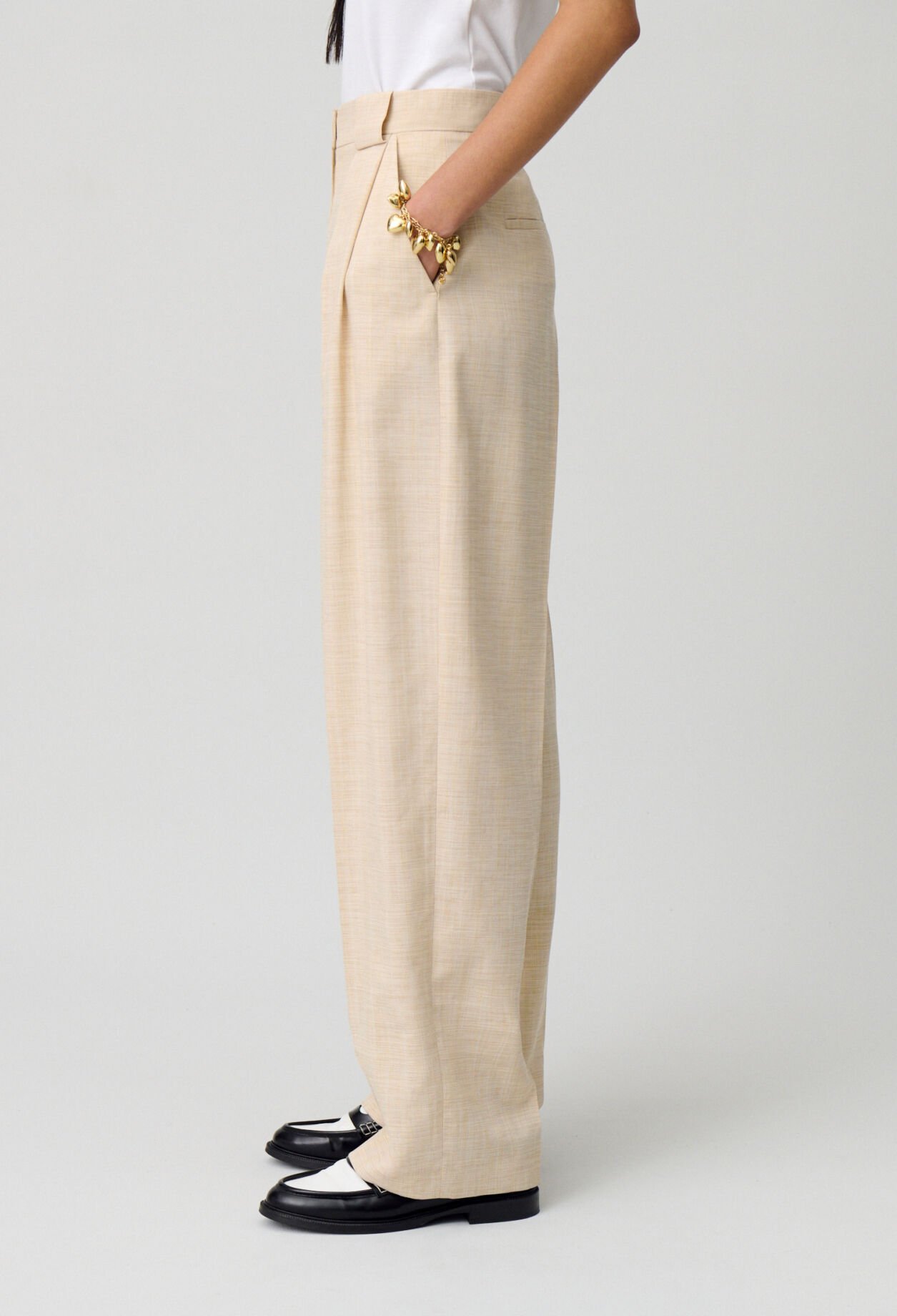 High-waisted wide-leg trousers