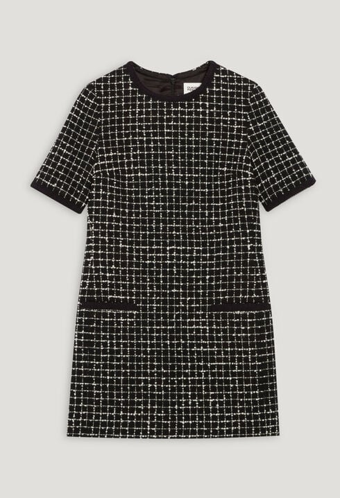 Two-tone short tweed dress