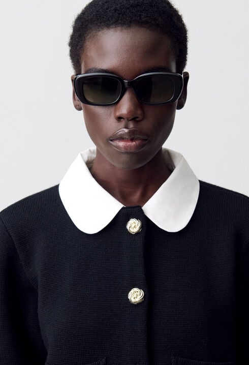 Short cardigan removable collar