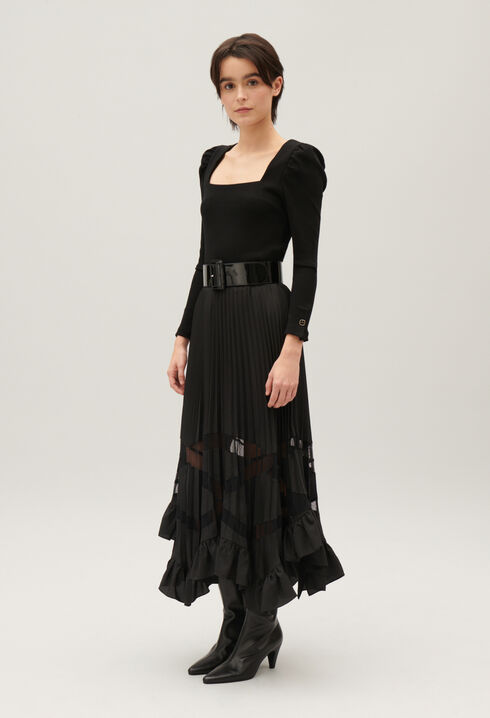 Asymmetrical pleated skirt