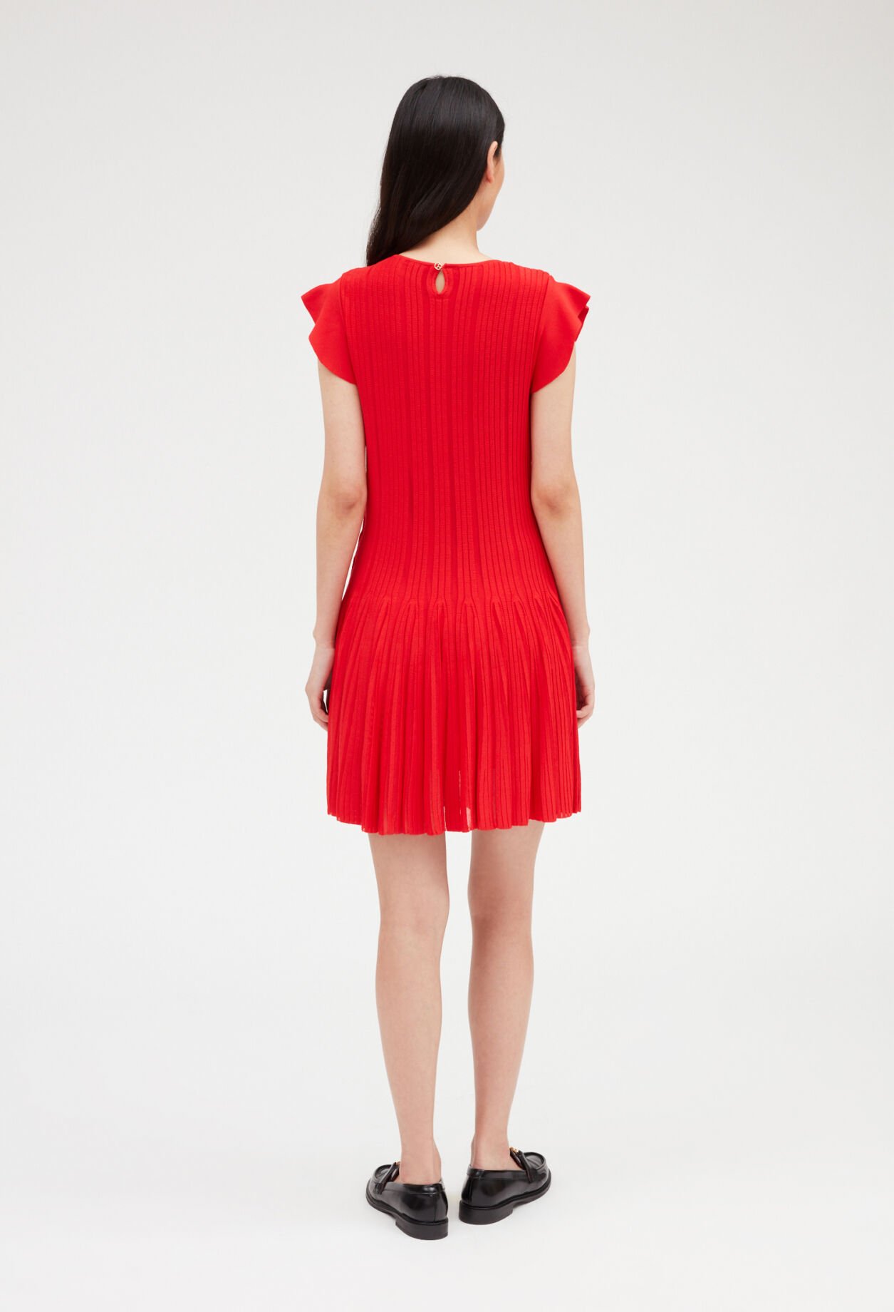 Red knit short dress