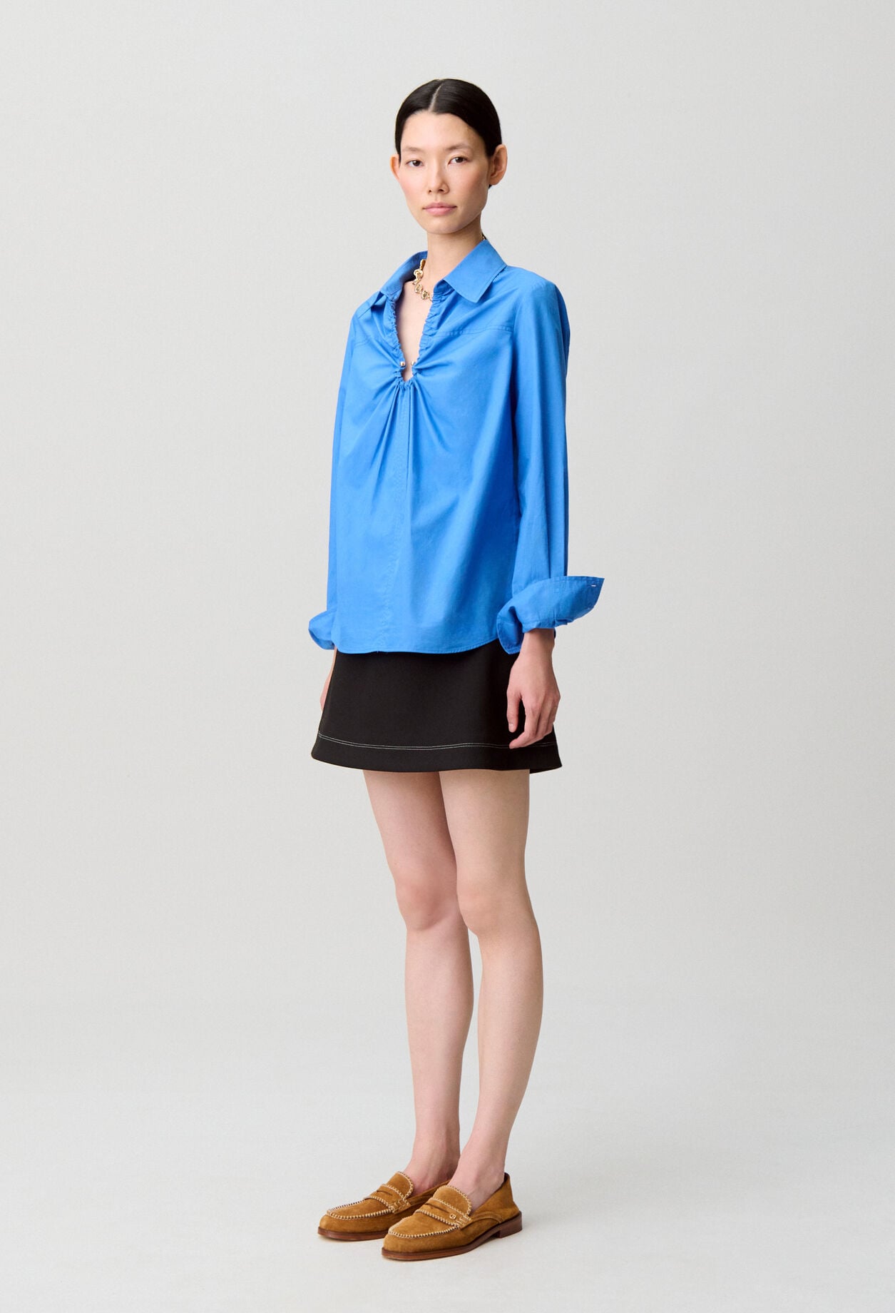 Wide V-neck blouse