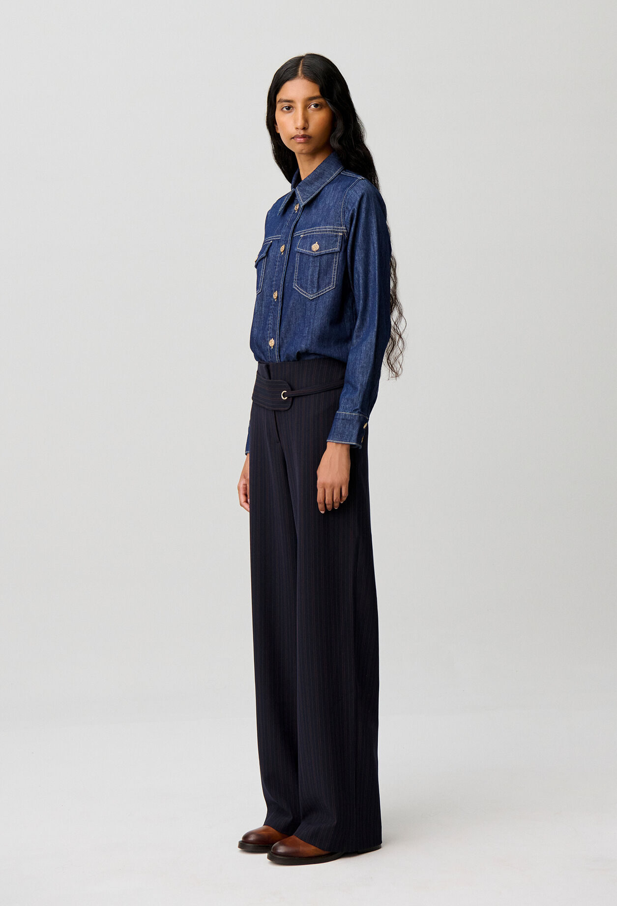 Straight striped trousers