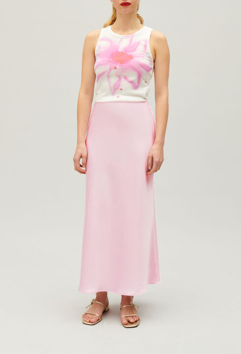 Satin-finish maxi skirt