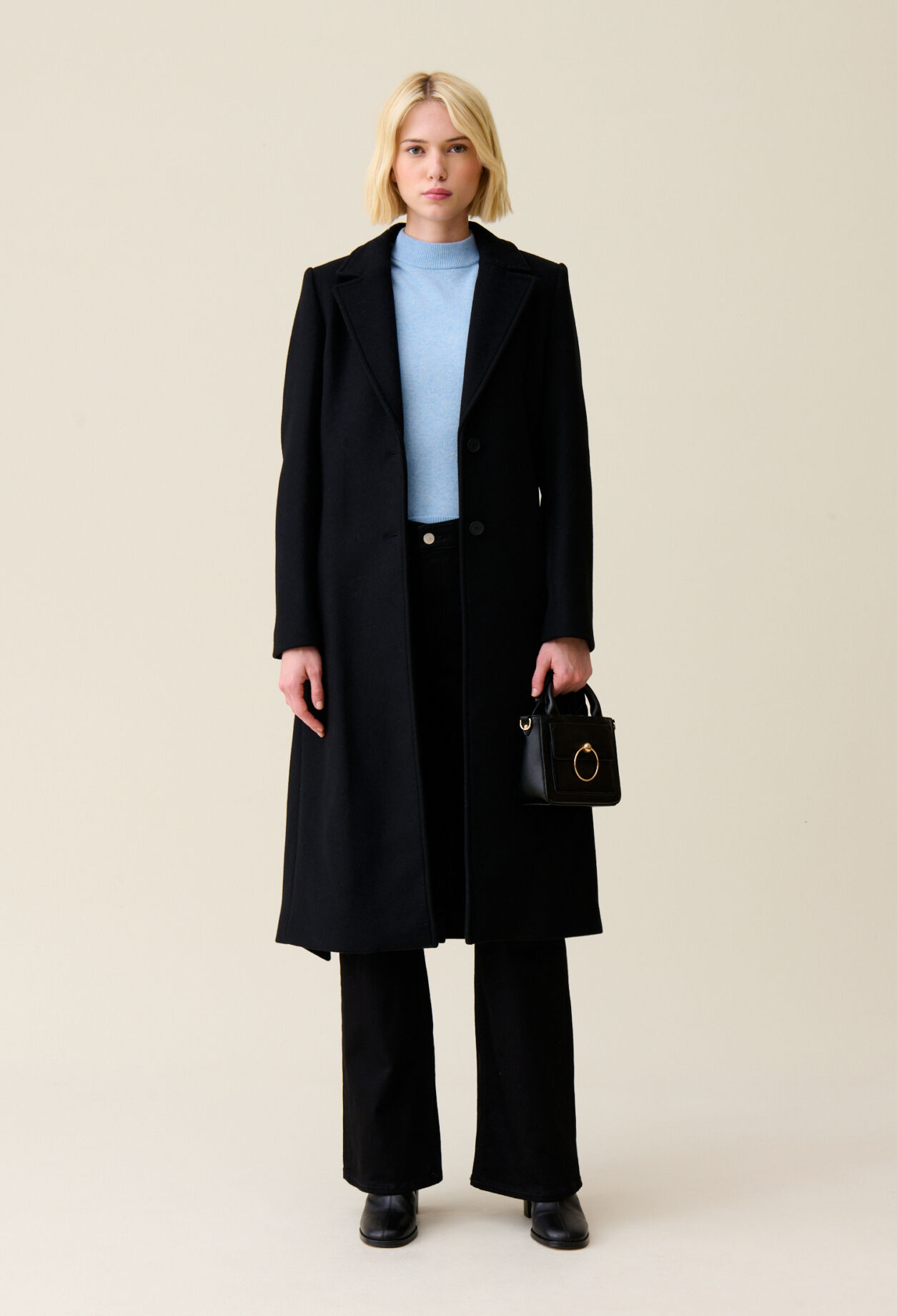 Long belted navy coat for women Claudie Pierlot