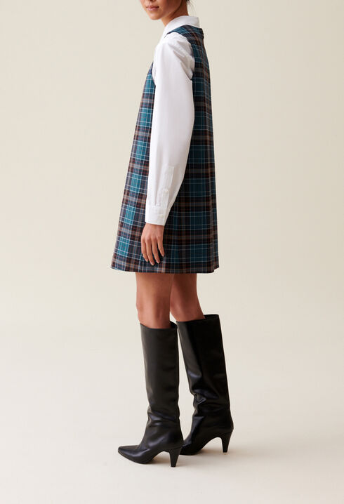Sleeveless checked mini dress