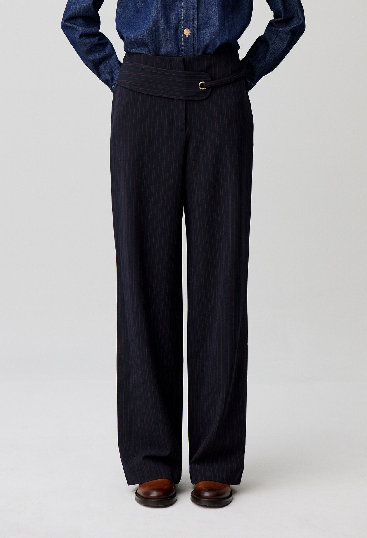 Straight striped trousers