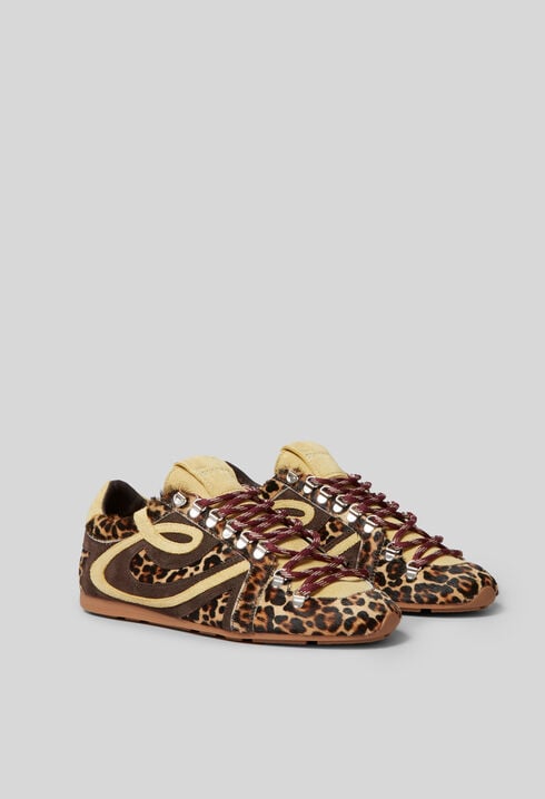 Leopard Print Leather Trainers