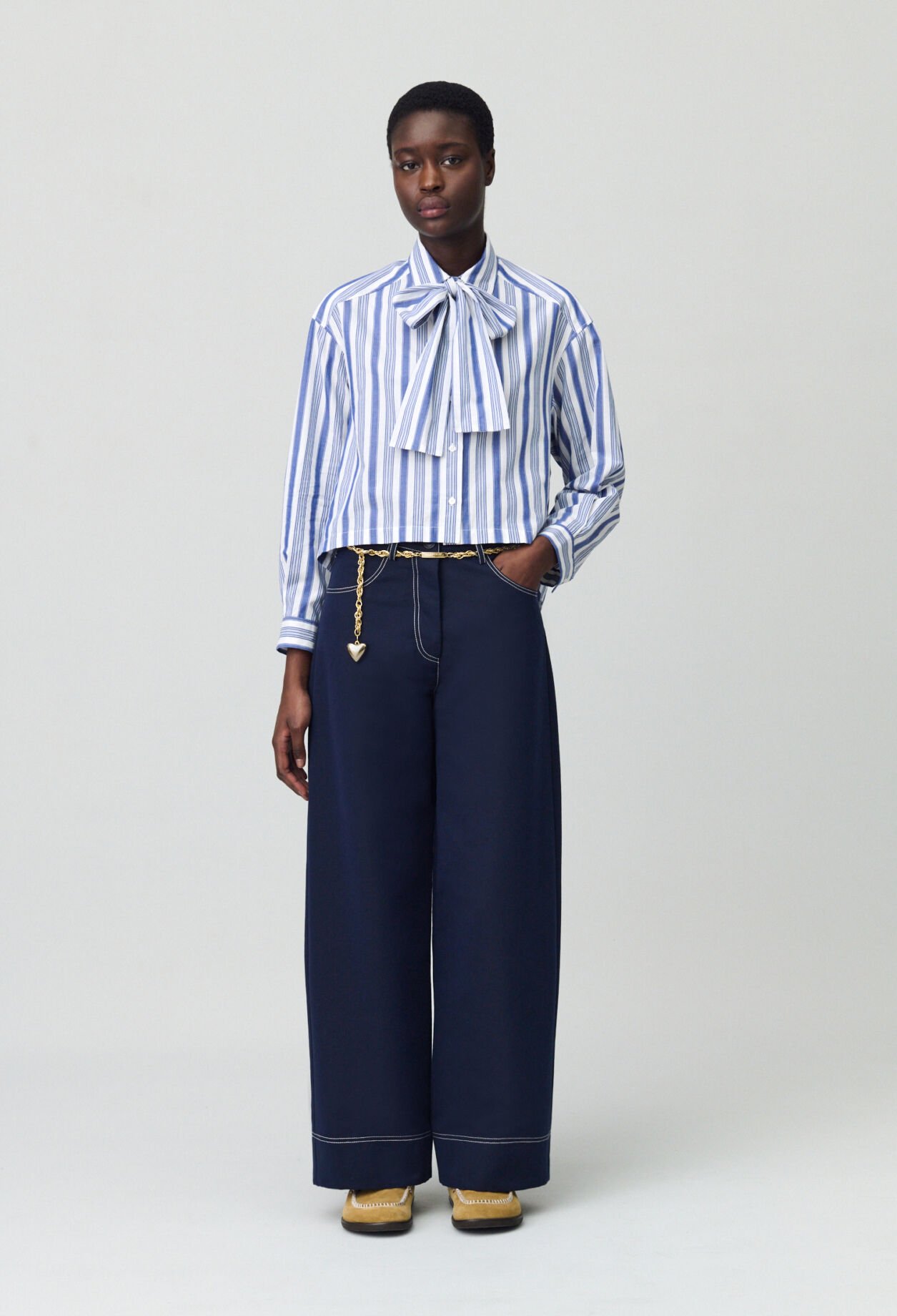 Striped shirt with bow collar for women | Claudie Pierlot