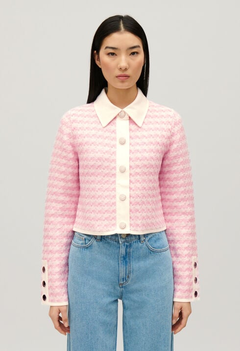 Two-tone knit cardigan