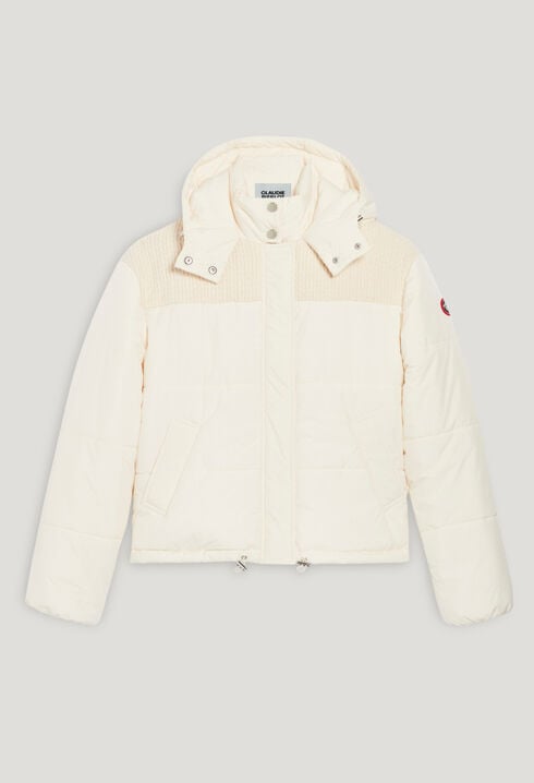 Ecru two-tone puffer jacket