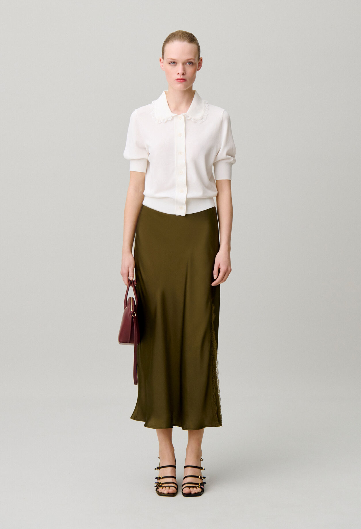 Satin lace skirt