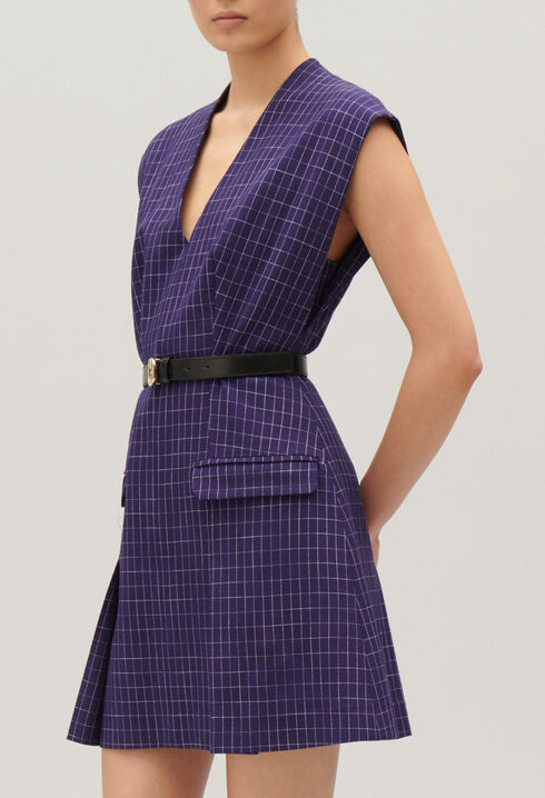 Short indigo checked dress