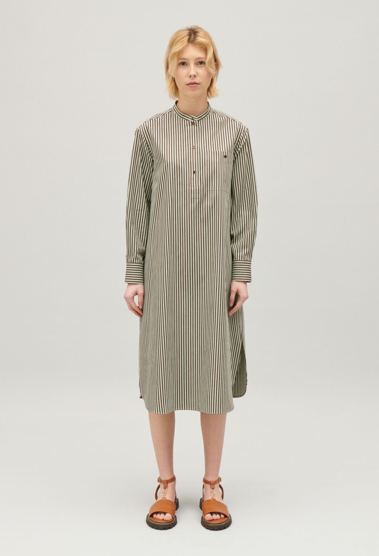 Green striped maxi dress