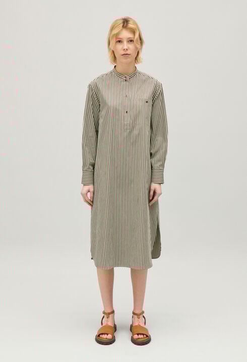 Green striped maxi dress