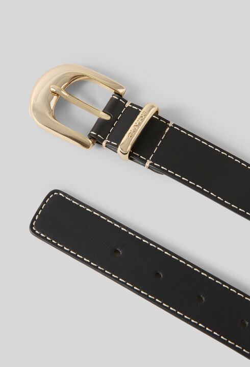Leather eyelet belt with charms