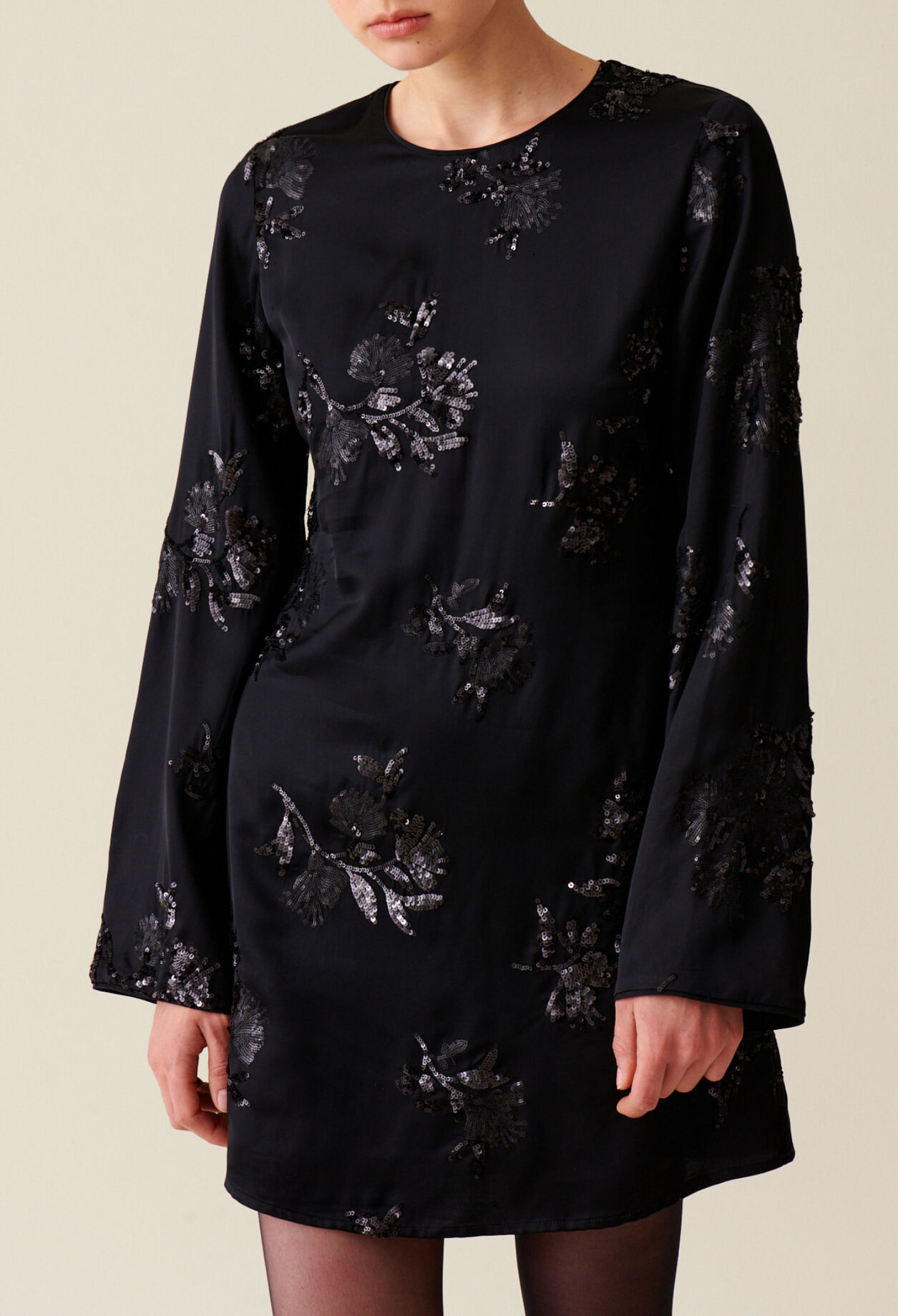 Black dress embroidered sequins