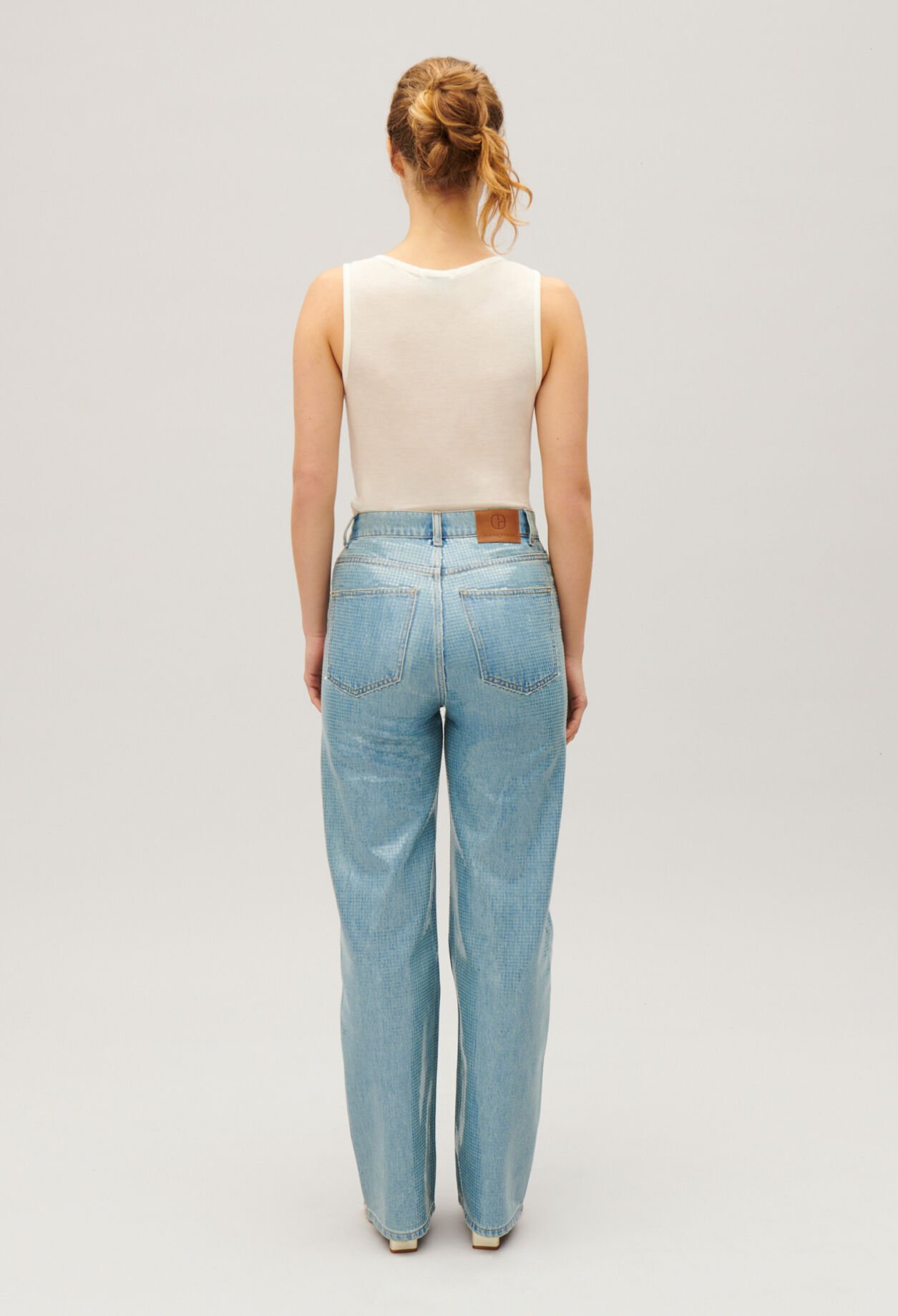 Straight blue glitter Claude jeans