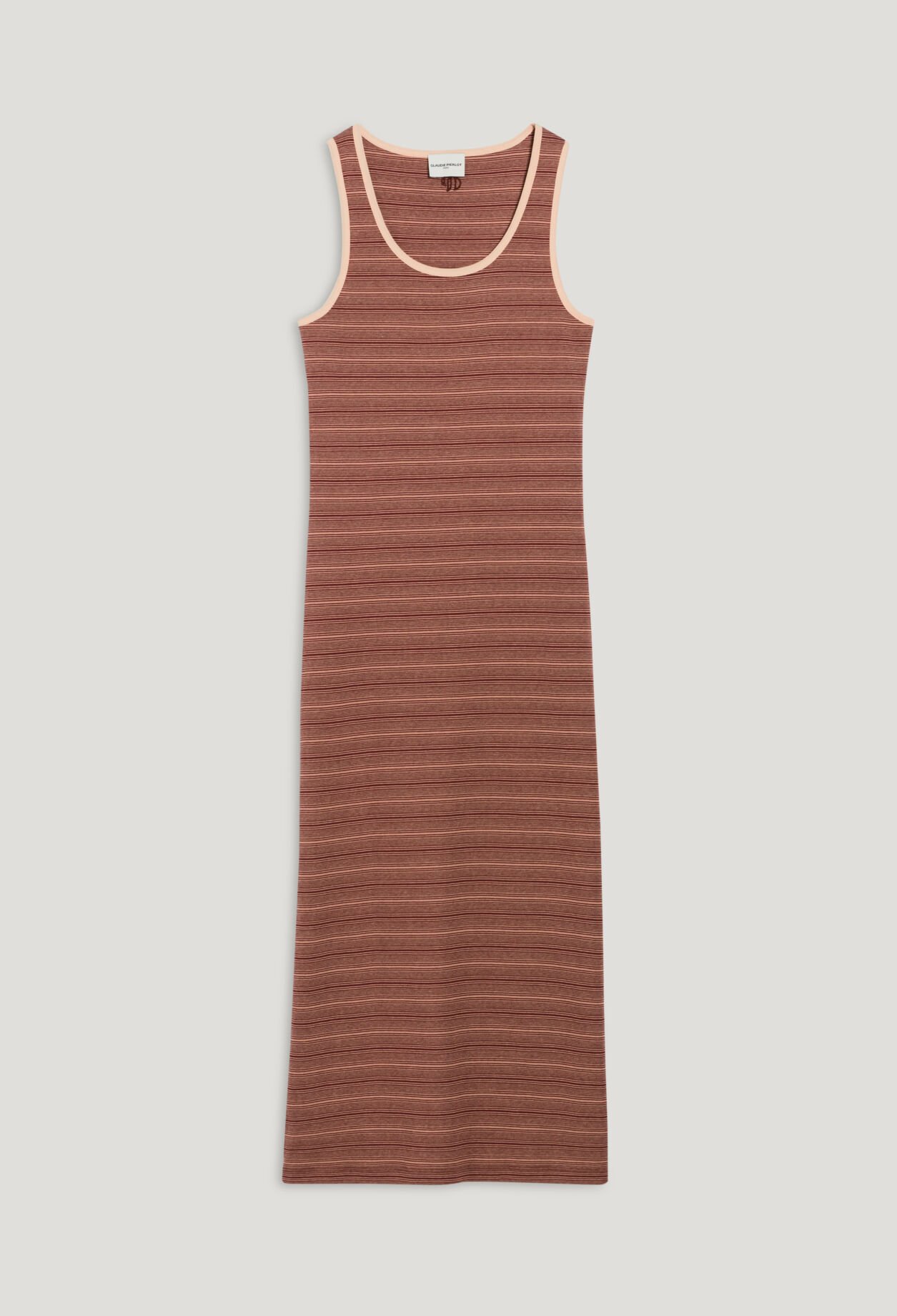 Brown stripy knit maxi dress