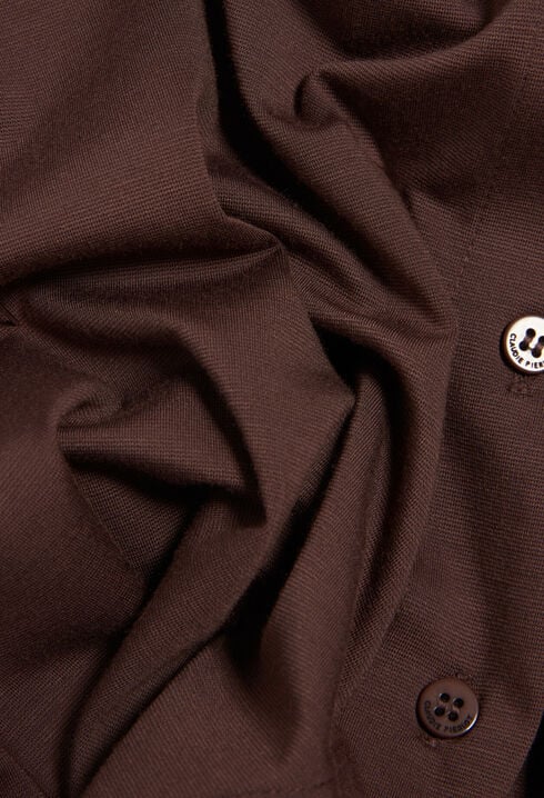 Black asymmetric button-up top