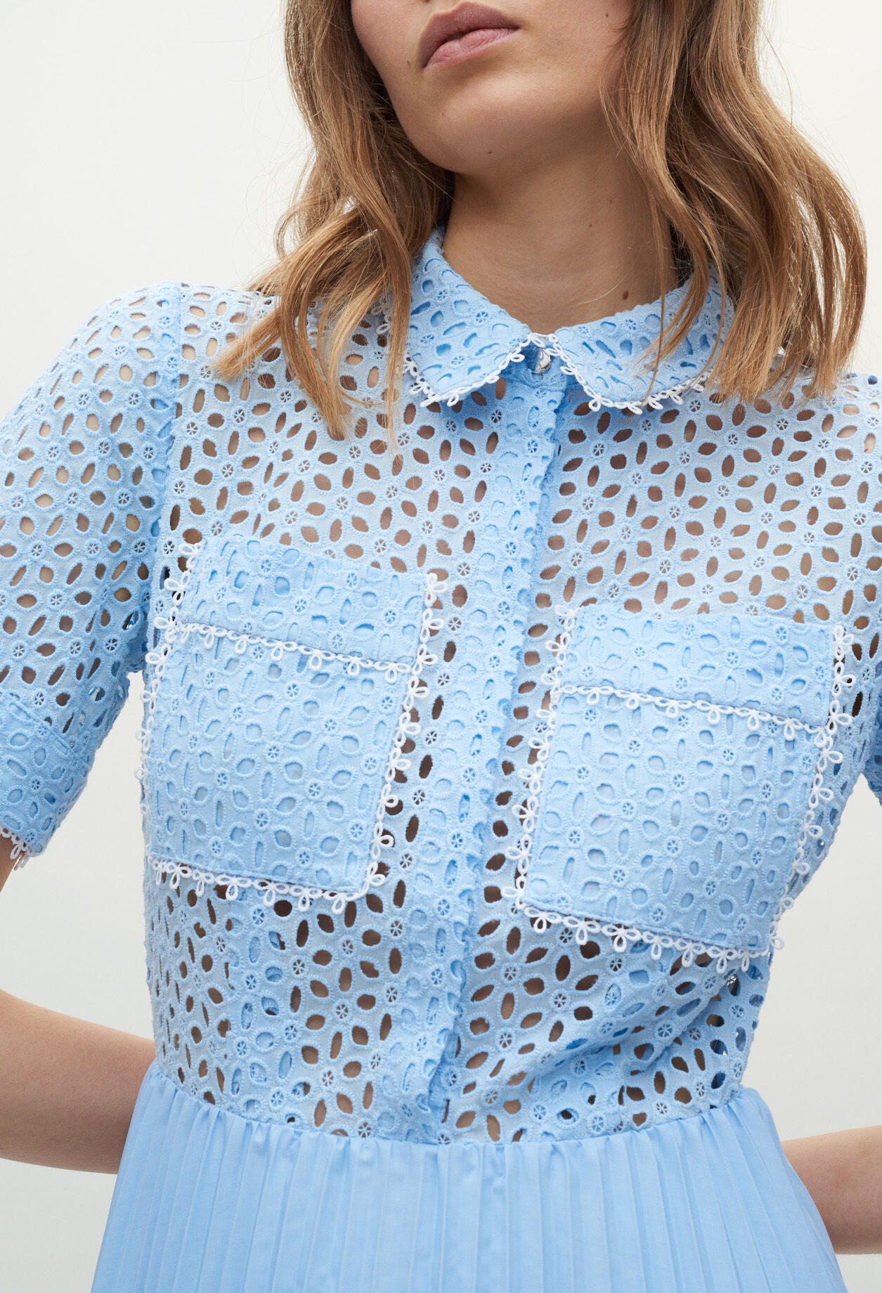 Pleated azure dress