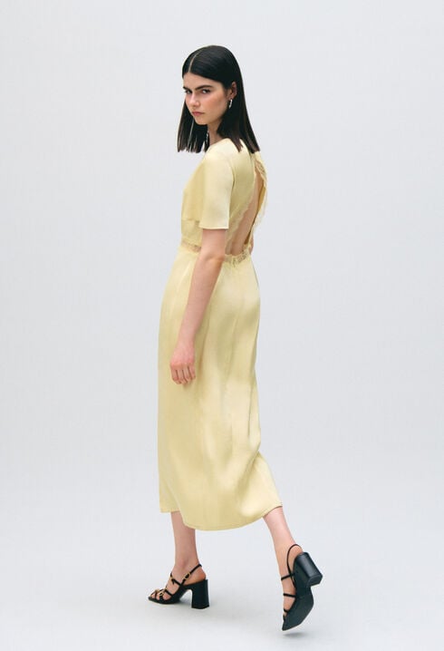 Satin lace open-back dress