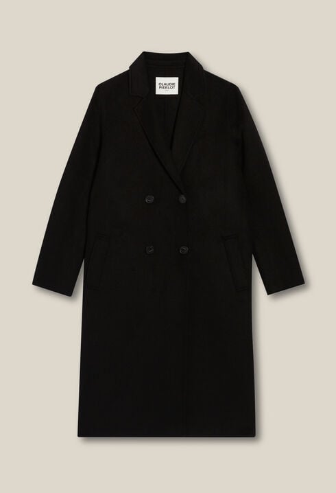 Black straight mid-length coat 