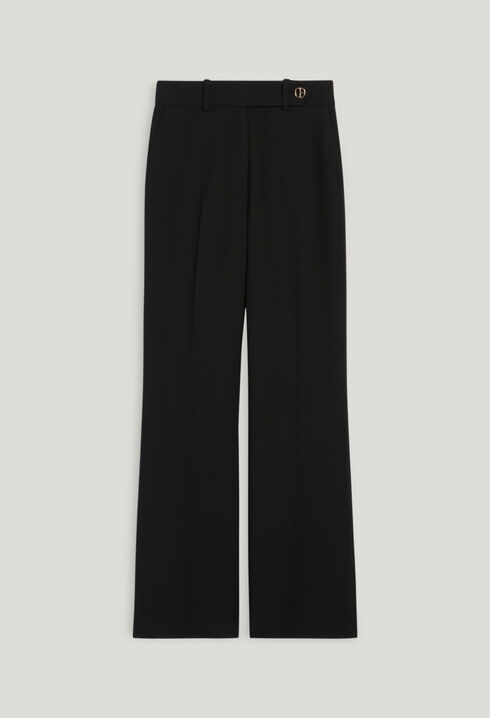 Black straight-leg trousers