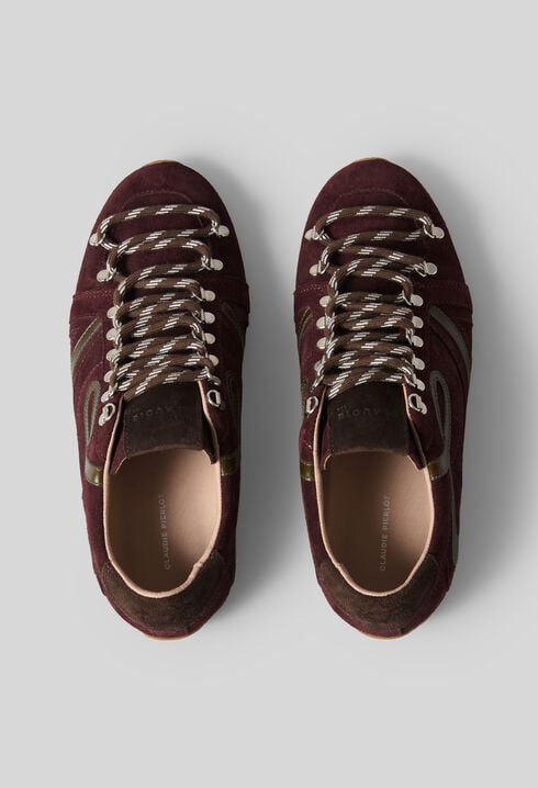 Burgundy suede swing trainers