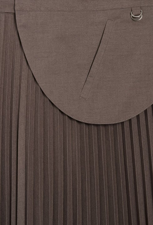 Mocha pleated midi skirt