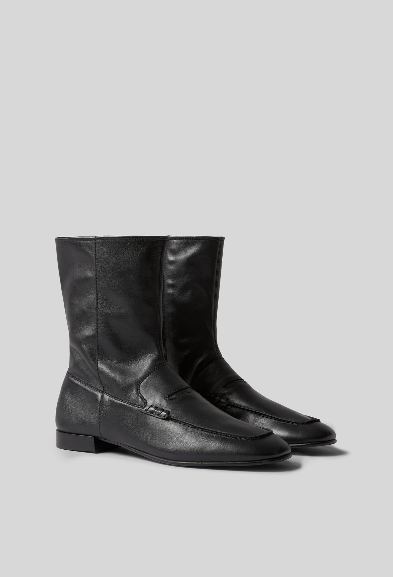 Leather Moccasin-Style Ankle Boots